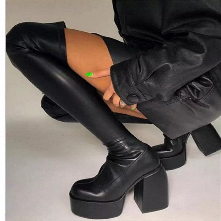 Thick Heels Chunky High Boots