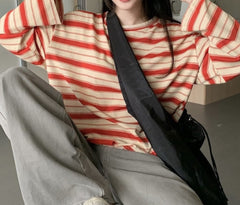 Vintage Striped Oversized Long Sleeve Tee