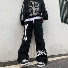 INS Harajuku Style Breasted Casual Loose Denim Trousers