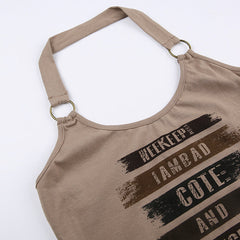 Patchwork Printed Halter Cropped Tank Top