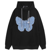 Patchwork Denim Butterfly Vintage Hoodie