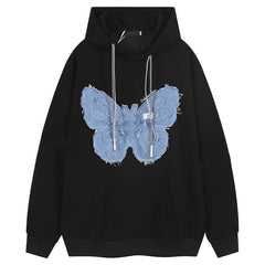 Patchwork Denim Butterfly Vintage Hoodie