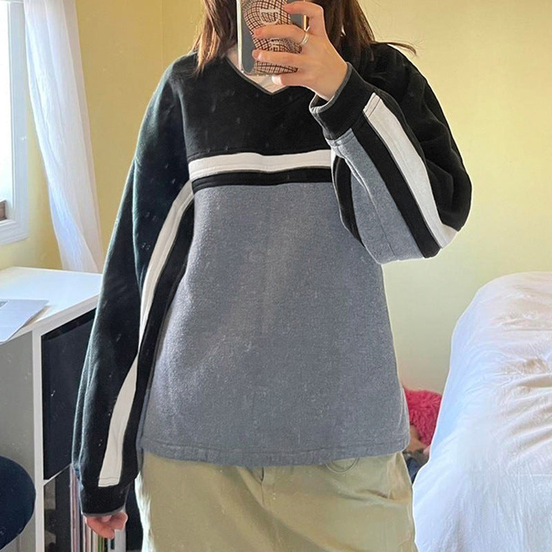 Patchwork Striped 90s Sweatshirt