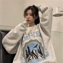 Vintage Mountains Graphic Oversized Sweatshirt