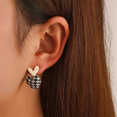 Silver Needle Love Stud Earrings