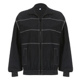 Stitch Detail Nylon Zip Up Jacket