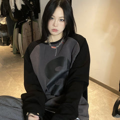 Print Raglan Zip Up Sleeve Sweatshirt