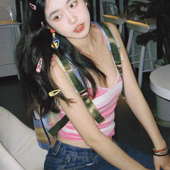 90s Striped Crop Cami Top