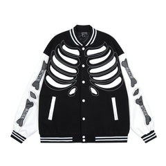 Skeleton Graphic Oversized Varsity Jacket
