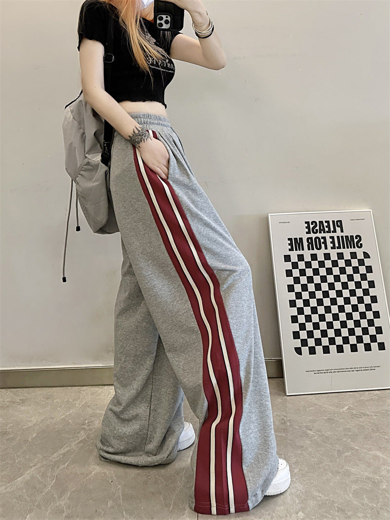 Contrast Side Stripe Baggy Sweatpants