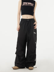 Vintage Star Print Loose Drawstring Sweatpants
