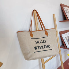 Canvas Fashion Printed Letters Large Capacity Shoulder Bag