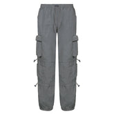Low-rise Straight-leg Multi-pocket Overalls Pants