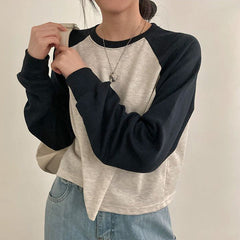 Raglan Contrast Color Long Sleeve Tee