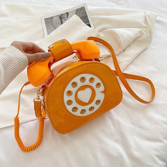 Telephone Shaped PU Leather Shoulder Bag