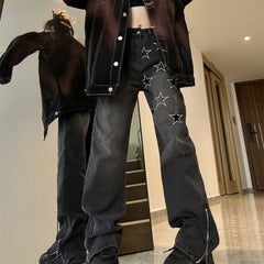 Vintage Hip Hop Star Embroidered Boyfriend Jeans