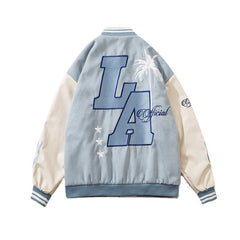 Vintage Embroidery Flame Varsity Jacket