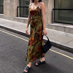 V Neck Floral Cami Maxi Dress