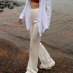 Pure Color Slimming Flared Pants