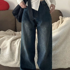 Vintage Blue Washed High Waist Boyfriend Jeans