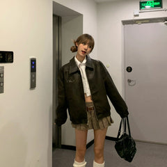 Vintage Wash Motorcycle Pu Leather Jacket