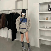 Vintage Patch Oversize Pullover Graphic Sweatshirt