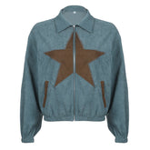 Star Embroidered Aesthetic Corduroy Jacket