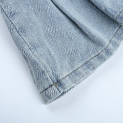 Buckle Belt Strapless Denim Mini Dress