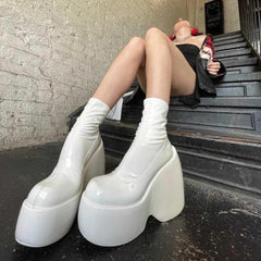 Muffin Heel Casual Side Zipper Boots