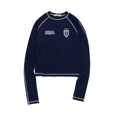 Logo Print Stitch Detail Crop Top