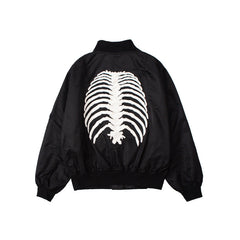 Skeleton Graphic Oversized Bomber Jacket