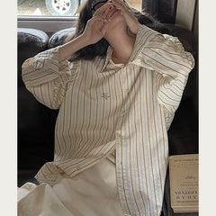 Aesthetic Striped Button Blouse