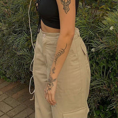 Pocket Patched Straight Cargo Jeans