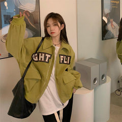 Logo Graphic Zip Up Corduroy Jacket