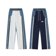 Patchwork Striped Boyfriend Jeans