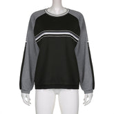 Patchwork Striped Crew Sweatshirt