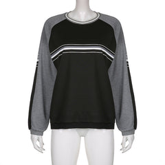 Patchwork Striped Crew Sweatshirt