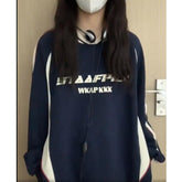 Preppy Contrast Color Splice Sweatshirt