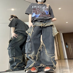 Star Patch Distressed Blue Boyfriend Jeans