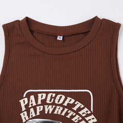 90's Retro Print Ribbed Crop Tank Top