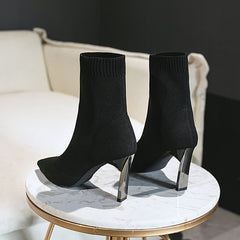 Knitted thick-heeled high-heeled socks