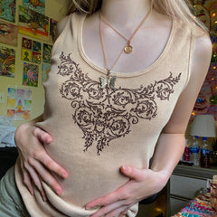 Embroidery Grunge Graphic Tank Top