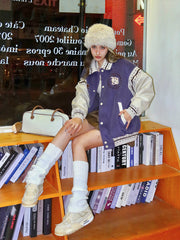 Embroidery Lavender Varsity Jacket