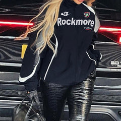 Contrast Logo Graphic Moto Jacket