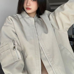 Oversize Zip Up Bomber Jacket
