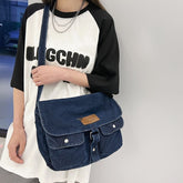 Washed Denim Canvas Crossbody Bag