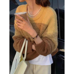 Contrast Color Crew Neck Sweater