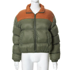 Color Block Zip Up Puffer Jacket