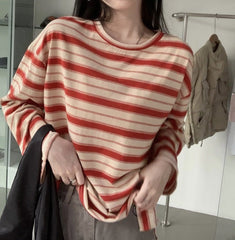 Vintage Striped Oversized Long Sleeve Tee