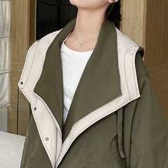 Color Block Splice Zip Up Fake Two Piece Jacket